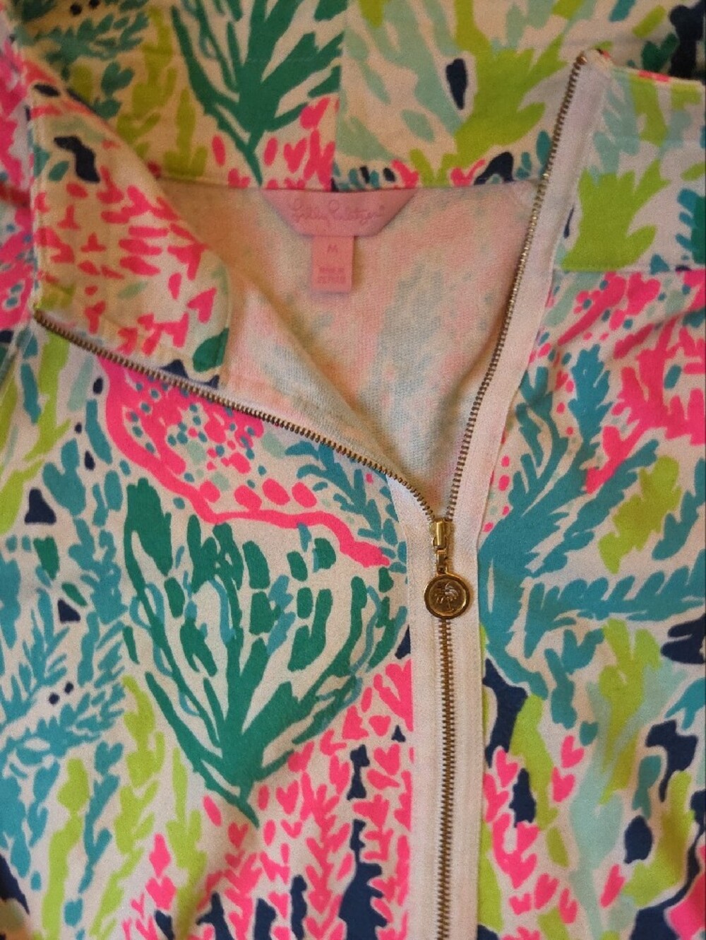 Lilly Pulitzer Lovers Coral Skipper Popover Half Zip Pullover Sweatshirt Medium - Picture 3 of 5